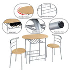 Ensemble table à manger ronde Yaheetech pour 2 avec pieds en acier, étagère de rangement
