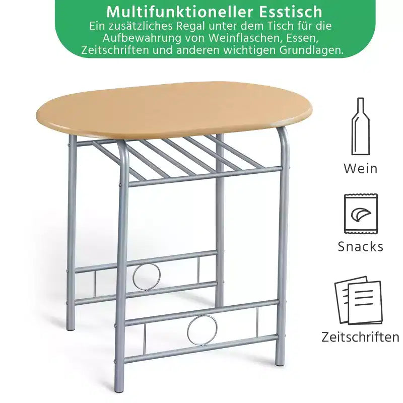 Ensemble table à manger ronde Yaheetech pour 2 avec pieds en acier, étagère de rangement
