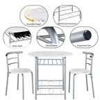 Ensemble table à manger ronde Yaheetech pour 2 avec pieds en acier, étagère de rangement