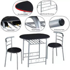 Ensemble table à manger ronde Yaheetech pour 2 avec pieds en acier, étagère de rangement