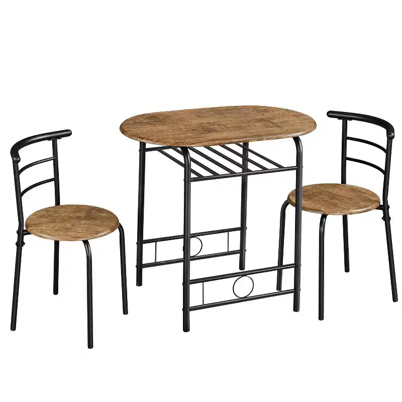 Ensemble table à manger ronde Yaheetech pour 2 avec pieds en acier, étagère de rangement