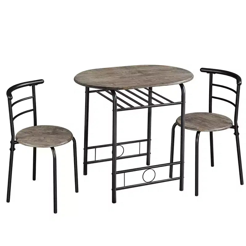 Ensemble table à manger ronde Yaheetech pour 2 avec pieds en acier, étagère de rangement
