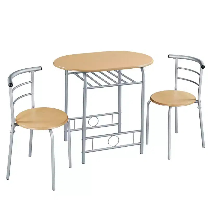 Ensemble table à manger ronde Yaheetech pour 2 avec pieds en acier, étagère de rangement