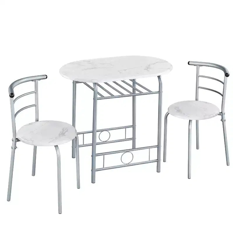 Ensemble table à manger ronde Yaheetech pour 2 avec pieds en acier, étagère de rangement