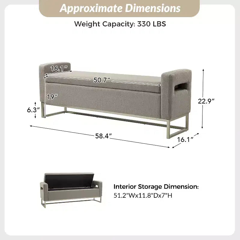 Banc de rangement large Jorge 59.1 | ART OF LIVING DESIGNS