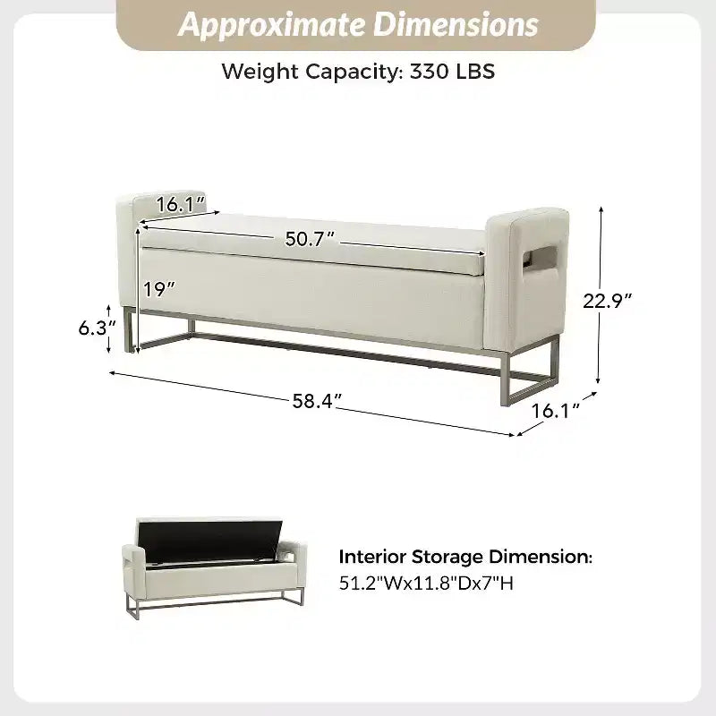 Banc de rangement large Jorge 59.1 | ART OF LIVING DESIGNS