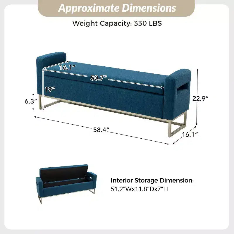 Banc de rangement large Jorge 59.1 | ART OF LIVING DESIGNS