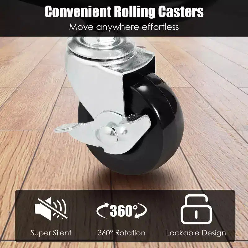 Chariot roulant à 3 niveaux Costway avec roues, poignée pratique et panier de rangement en ABS noir