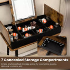 Coiffeuse Costway avec miroir rabattable, lumières, port USB, tabouret rembourré et bureau d'écriture