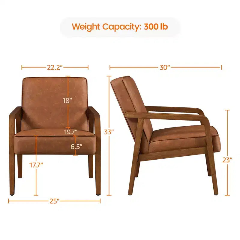 Yaheetech Fauteuil d'appoint moderne en similicuir avec accoudoirs