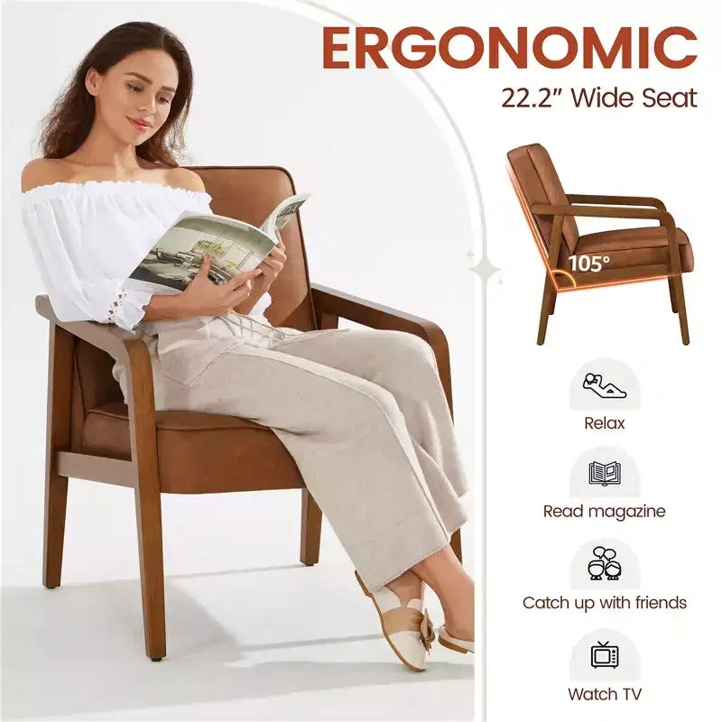 Yaheetech Fauteuil d'appoint moderne en similicuir avec accoudoirs