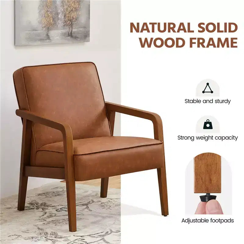 Yaheetech Fauteuil d'appoint moderne en similicuir avec accoudoirs