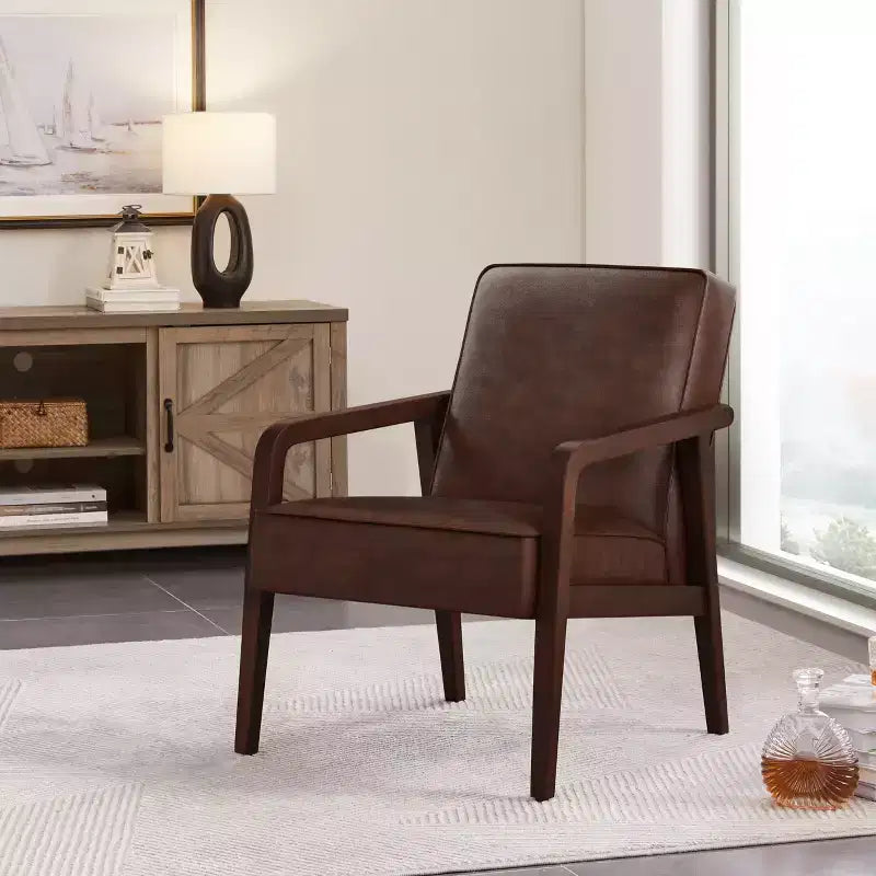 Yaheetech Fauteuil d'appoint moderne en similicuir avec accoudoirs