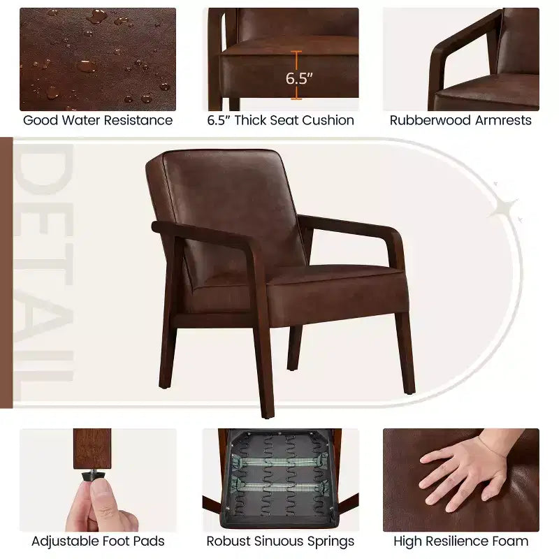 Yaheetech Fauteuil d'appoint moderne en similicuir avec accoudoirs
