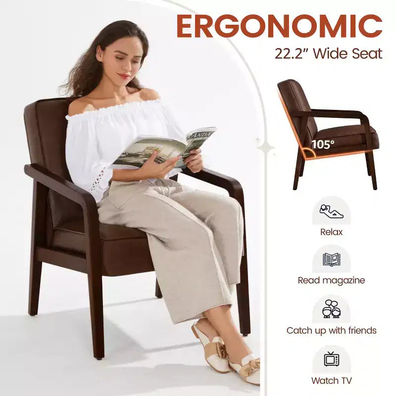 Yaheetech Fauteuil d'appoint moderne en similicuir avec accoudoirs