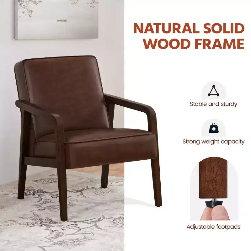 Yaheetech Fauteuil d'appoint moderne en similicuir avec accoudoirs