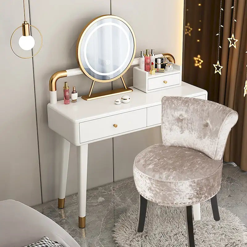27.5 Tall Solid Wood Vanity Stool Chair - 27.5 H X 19 W X 11.8 D
