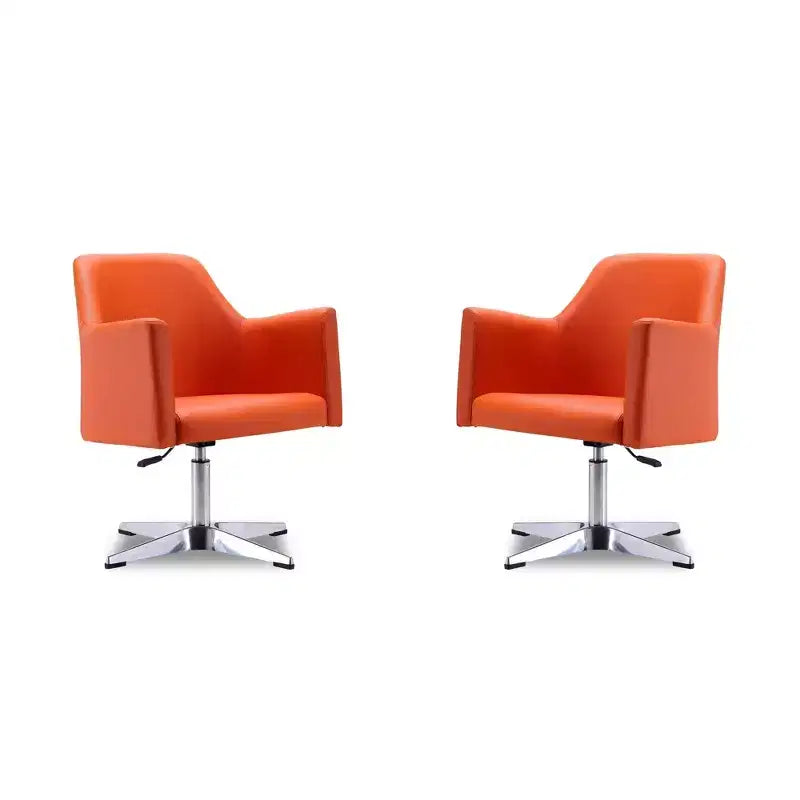 Set of 2 Pelo Faux Leather Adjustable Height Swivel Accent Chairs - Manhattan Comfort