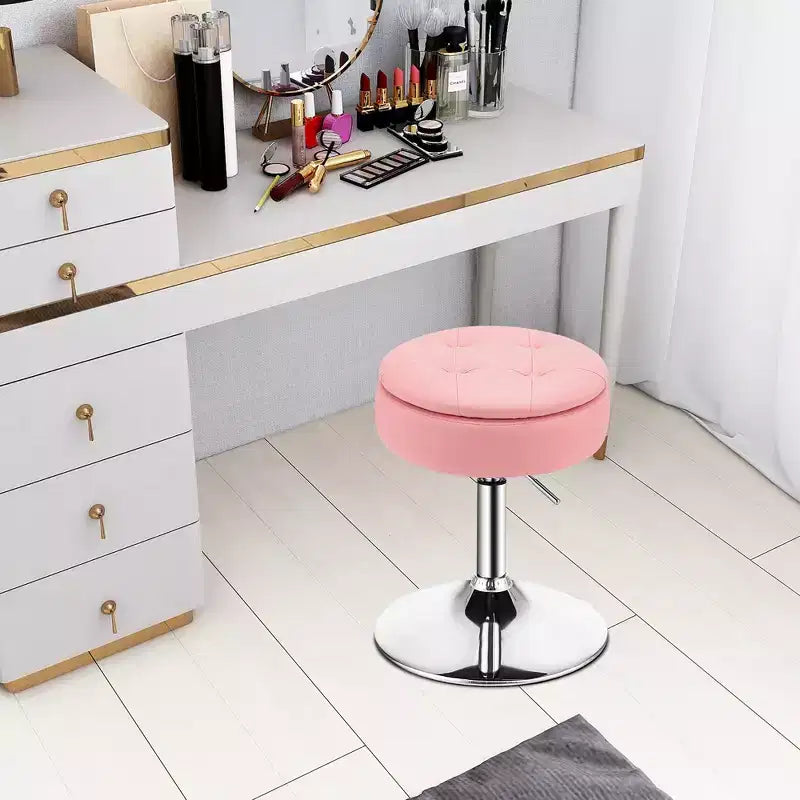 Costway Set of 4 AdjustableVanity Stool 360 Swivel Storage Makeup Chair with Tray White/Black/Pink