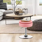 Costway Set of 4 AdjustableVanity Stool 360 Swivel Storage Makeup Chair with Tray White/Black/Pink