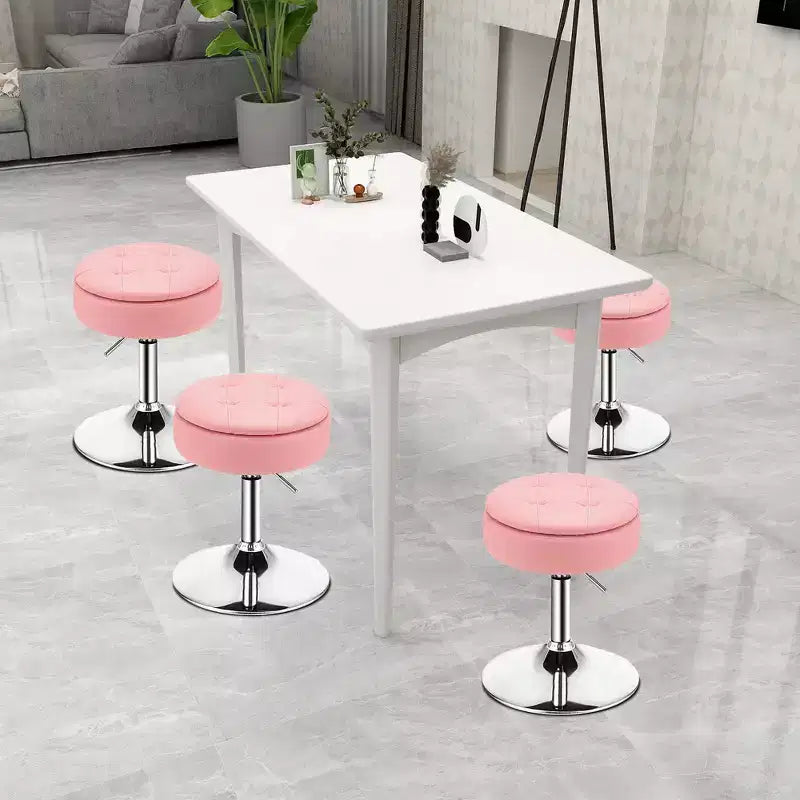 Costway Set of 4 AdjustableVanity Stool 360 Swivel Storage Makeup Chair with Tray White/Black/Pink
