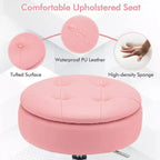Costway Set of 4 AdjustableVanity Stool 360 Swivel Storage Makeup Chair with Tray White/Black/Pink