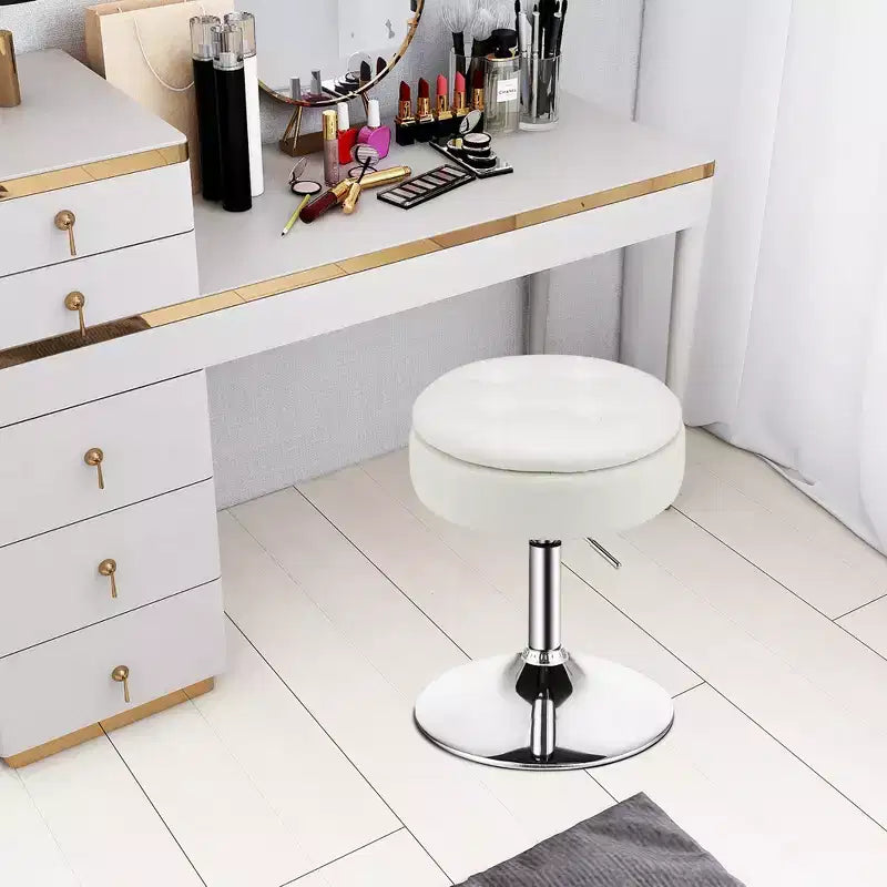 Costway Set of 4 AdjustableVanity Stool 360 Swivel Storage Makeup Chair with Tray White/Black/Pink