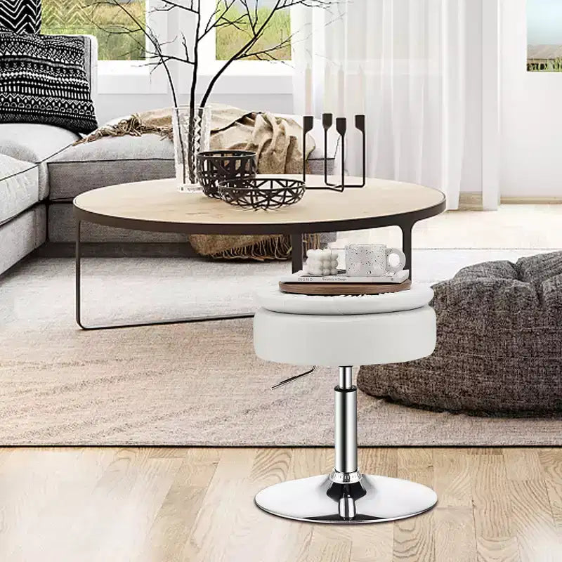 Costway Set of 4 AdjustableVanity Stool 360 Swivel Storage Makeup Chair with Tray White/Black/Pink