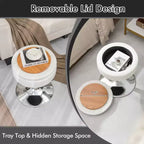 Costway Set of 4 AdjustableVanity Stool 360 Swivel Storage Makeup Chair with Tray White/Black/Pink