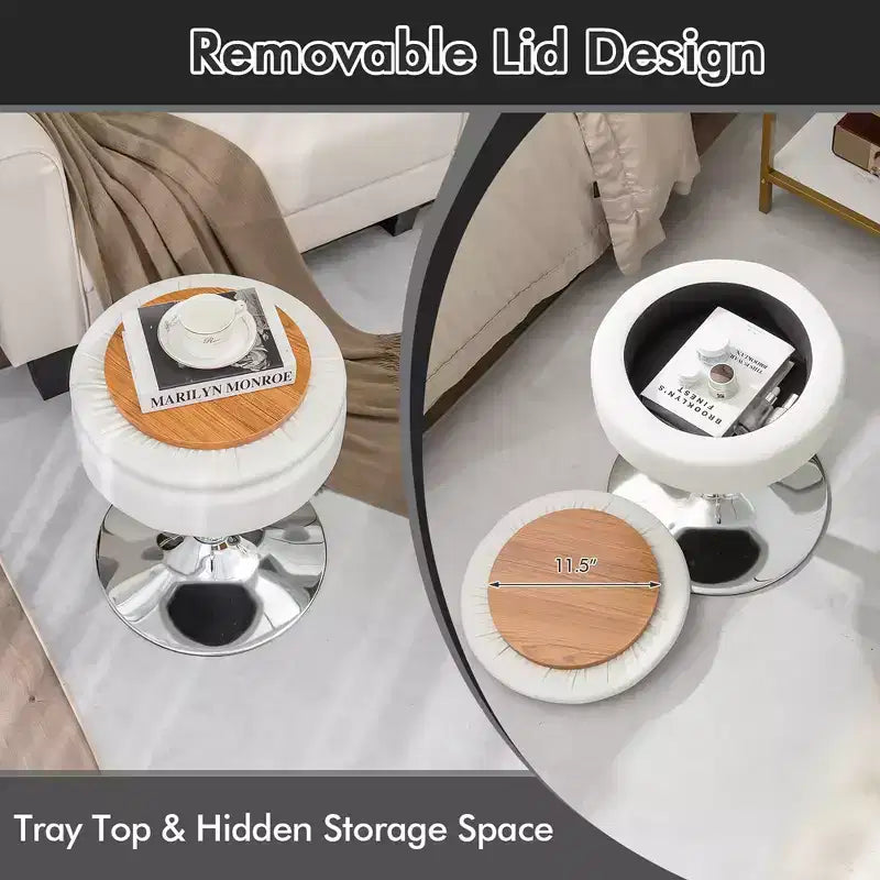 Costway Set of 4 AdjustableVanity Stool 360 Swivel Storage Makeup Chair with Tray White/Black/Pink