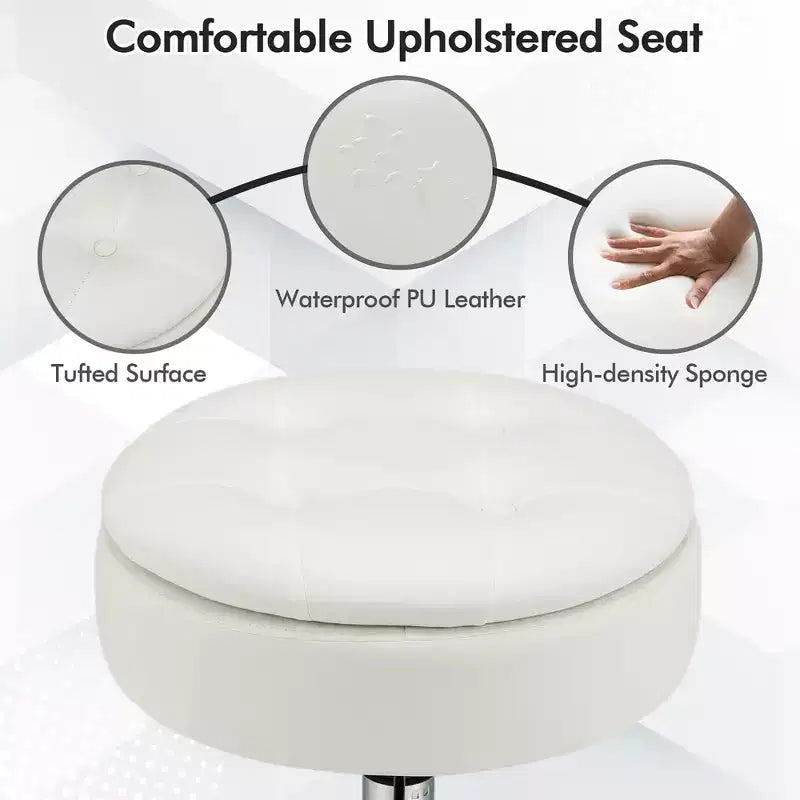 Costway Set of 4 AdjustableVanity Stool 360 Swivel Storage Makeup Chair with Tray White/Black/Pink