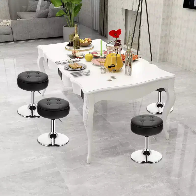 Costway Set of 4 AdjustableVanity Stool 360 Swivel Storage Makeup Chair with Tray White/Black/Pink