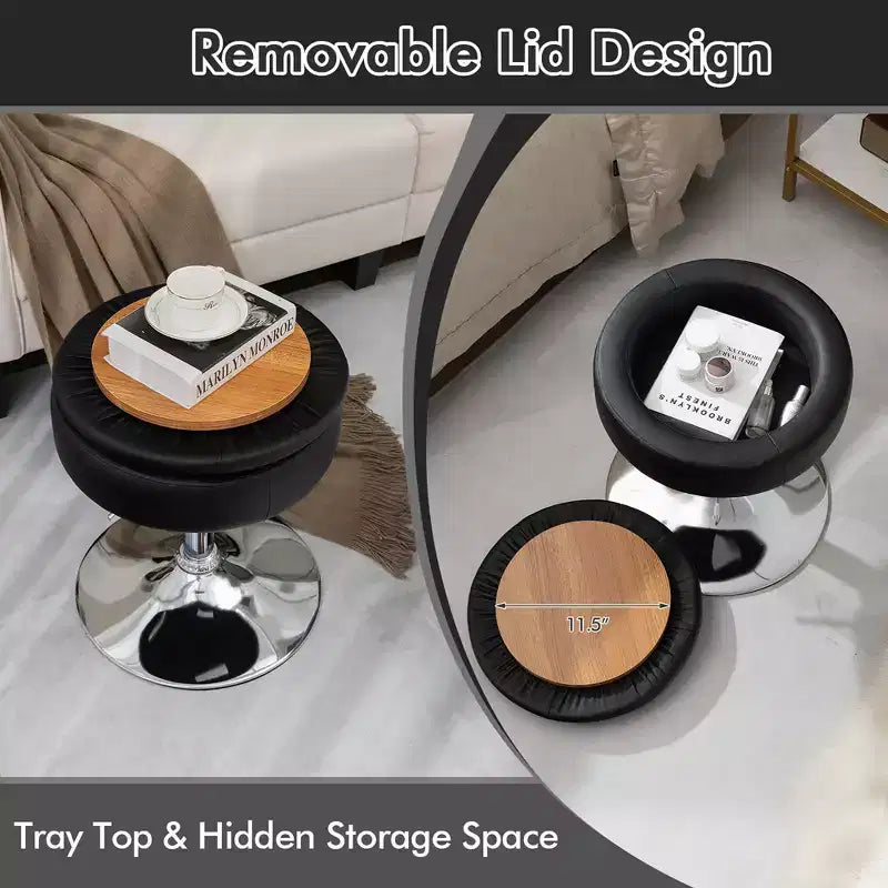 Costway Set of 4 AdjustableVanity Stool 360 Swivel Storage Makeup Chair with Tray White/Black/Pink