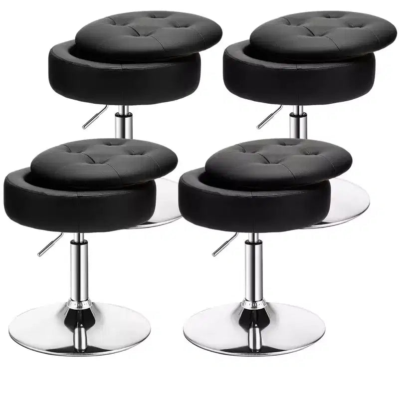 Costway Set of 4 AdjustableVanity Stool 360 Swivel Storage Makeup Chair with Tray White/Black/Pink