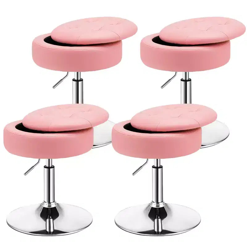 Costway Set of 4 AdjustableVanity Stool 360 Swivel Storage Makeup Chair with Tray White/Black/Pink