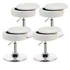 Costway Set of 4 AdjustableVanity Stool 360 Swivel Storage Makeup Chair with Tray White/Black/Pink
