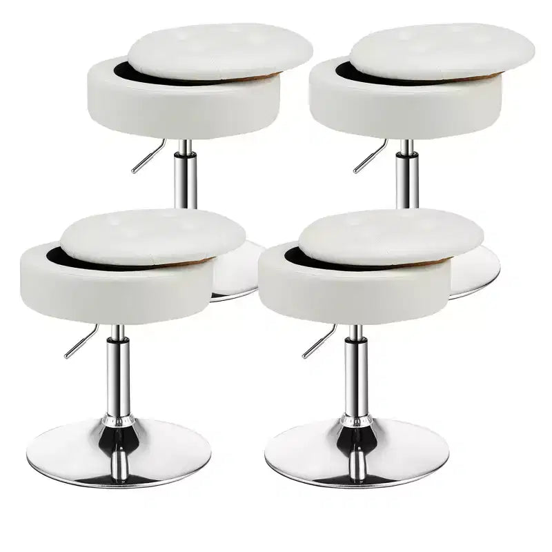 Costway Set of 4 AdjustableVanity Stool 360 Swivel Storage Makeup Chair with Tray White/Black/Pink
