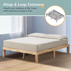 Costway Cadre de Lit en Bois Taille Queen & Ensemble Matelas en Mousse à Mémoire de Forme 8" Certifié CertiPUR-US