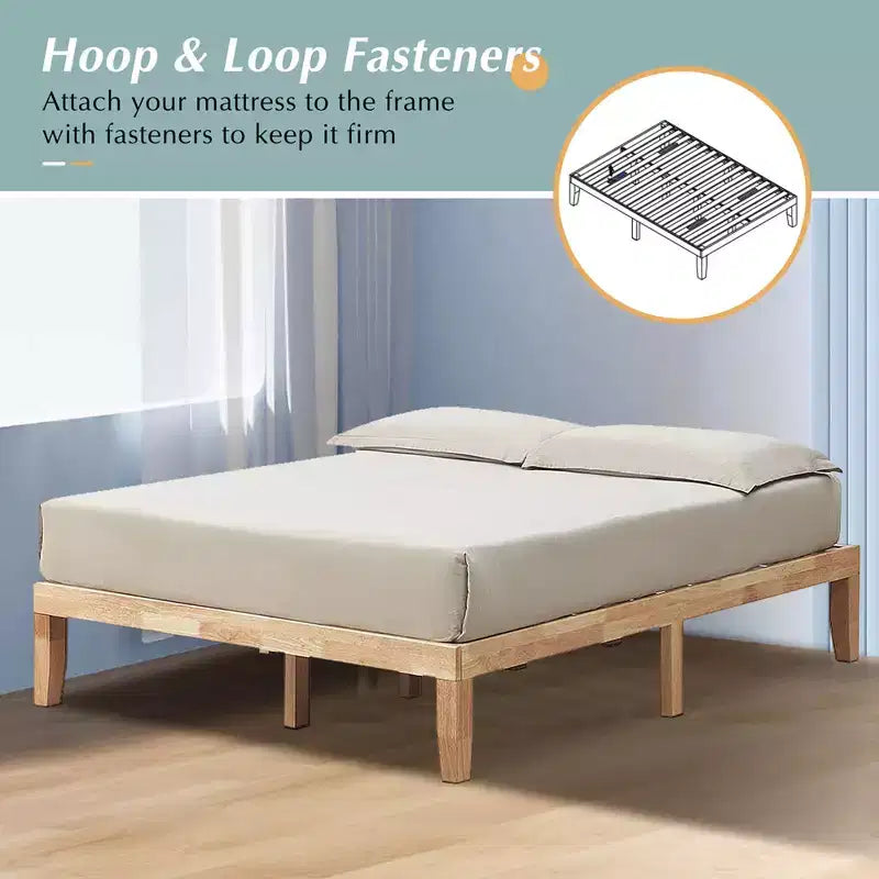Costway Cadre de Lit en Bois Taille Queen & Ensemble Matelas en Mousse à Mémoire de Forme 8" Certifié CertiPUR-US