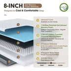 Costway Cadre de Lit en Bois Taille Queen & Ensemble Matelas en Mousse à Mémoire de Forme 8" Certifié CertiPUR-US