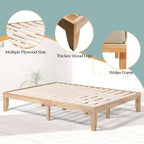 Costway Cadre de Lit en Bois Taille Queen & Ensemble Matelas en Mousse à Mémoire de Forme 8" Certifié CertiPUR-US