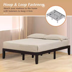 Costway Cadre de Lit en Bois Taille Queen & Ensemble Matelas en Mousse à Mémoire de Forme 8" Certifié CertiPUR-US
