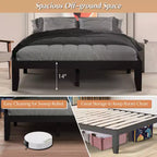 Costway Cadre de Lit en Bois Taille Queen & Ensemble Matelas en Mousse à Mémoire de Forme 8" Certifié CertiPUR-US