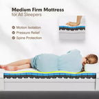 Costway Cadre de Lit en Bois Taille Queen & Ensemble Matelas en Mousse à Mémoire de Forme 8" Certifié CertiPUR-US