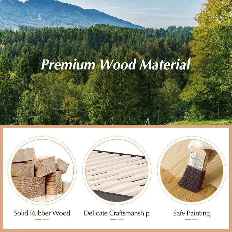 Costway Cadre de Lit en Bois Taille Queen & Ensemble Matelas en Mousse à Mémoire de Forme 8" Certifié CertiPUR-US
