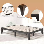 Costway Cadre de Lit en Bois Taille Queen & Ensemble Matelas en Mousse à Mémoire de Forme 8" Certifié CertiPUR-US