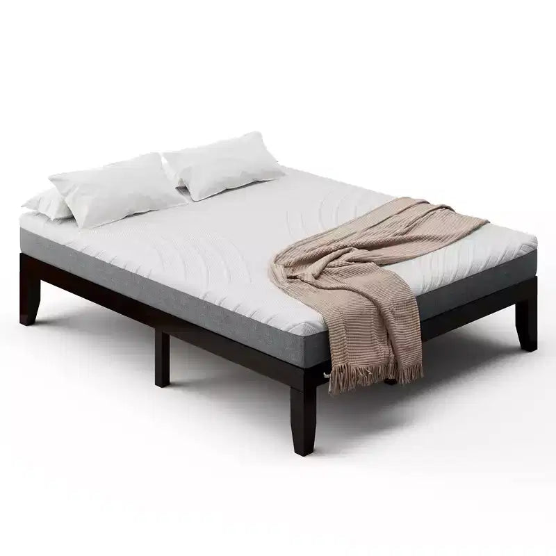 Costway Queen Size Wood Bed Frame & 8 Memory Foam Mattress Set CertiPUR-US Certified