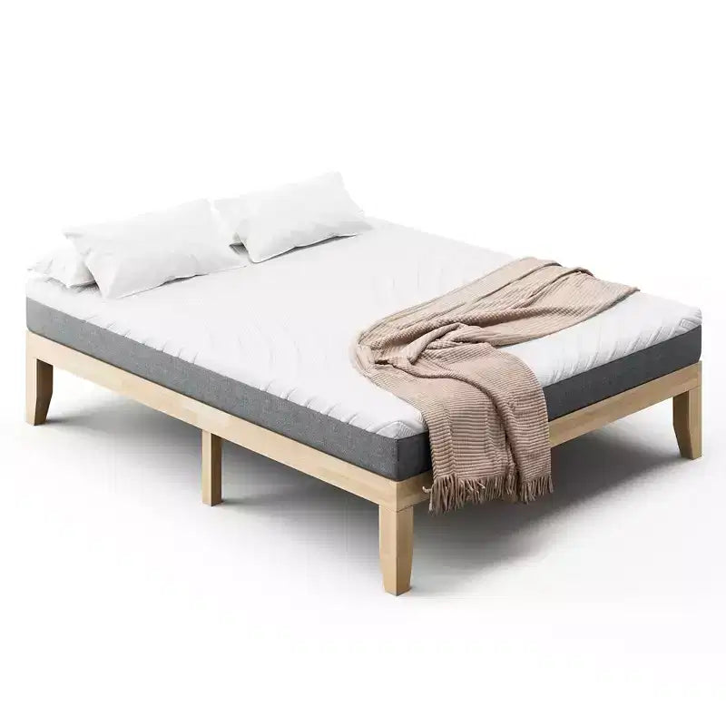 Costway Cadre de Lit en Bois Taille Queen & Ensemble Matelas en Mousse à Mémoire de Forme 8" Certifié CertiPUR-US