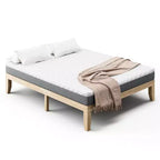 Costway Cadre de Lit en Bois Taille Queen & Ensemble Matelas en Mousse à Mémoire de Forme 8" Certifié CertiPUR-US