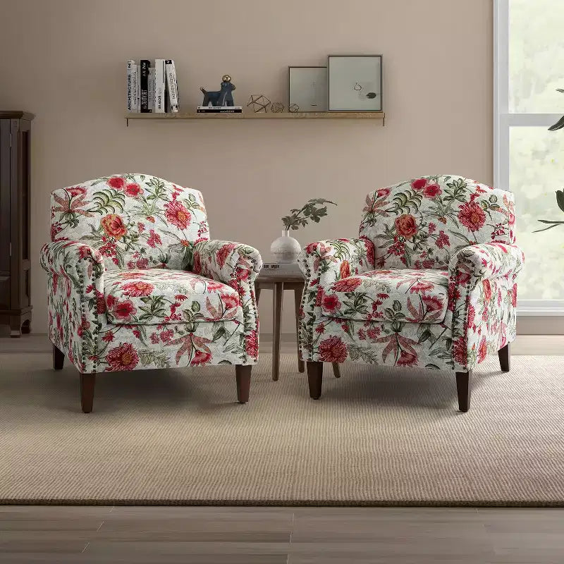 Set of 2 Giampiero Living Room Comfty Armchair with Nailhead Trims| ART OF LIVING DESIGNS